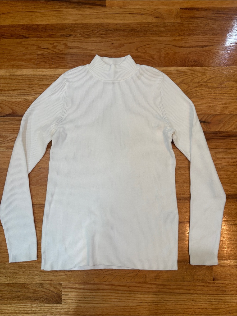 White Ribbed Mock Neck Sweater